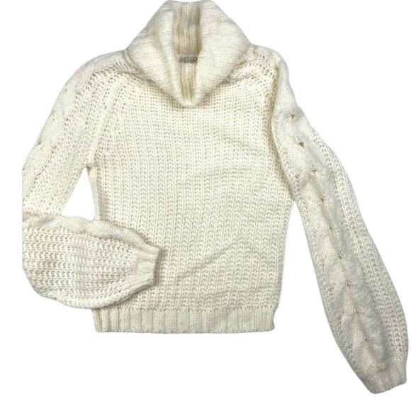 Planet Gold Cowl Neck Sweater Top Women's XS Ivory White Open Knit‎ Soft NEW - Picture 3 of 8